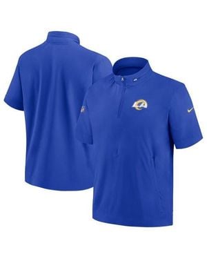 Nike Los Angeles Rams Sideline Coach Short Sleeve Hoodie Quarter-Zip Jacket - Blue