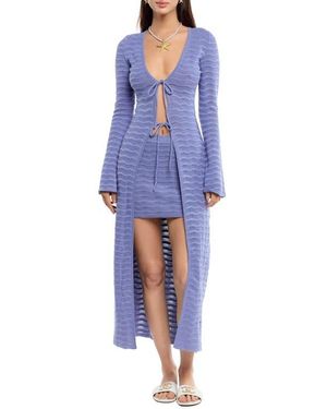 CAPITTANA Mey Pointelle Cover-Up Cardigan - Blue