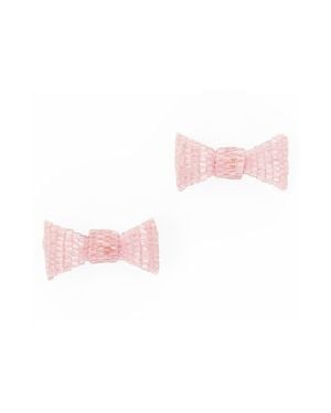 Deepa Gurnani Beaded Bow Stud Earrings - Pink