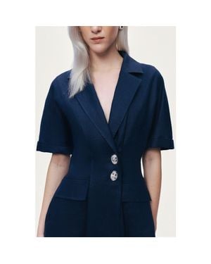 Nocturne Short Sleeve Blazer Jacket - Blue