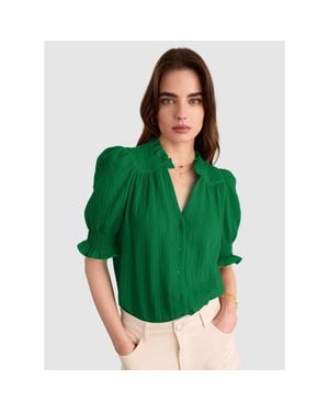 Baukjen Nolan Organic Cheesecloth Blouse - Green