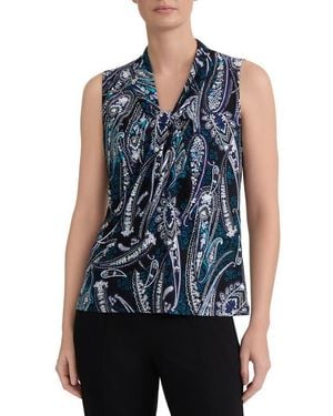 Kasper Knot Front Sleeveless Top - Blue