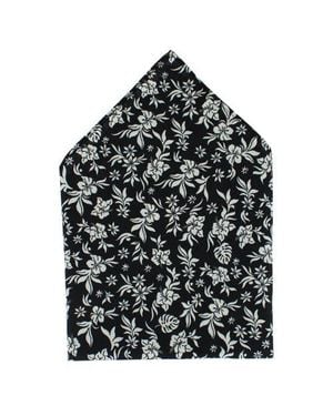 Trafalgar Oleander Floral And Vine Patterned Handkerchief - Black