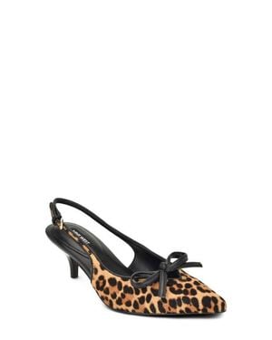 Nine West Lyrical Slingback Pointed Toe Kitten Heel Pump - Natural
