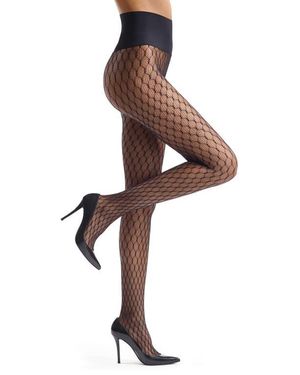 Commando Channel Net Fishnet Tights - Brown