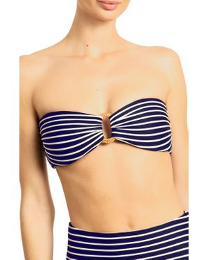 Robin Piccone Parker Stripe Bandeau Bikini Top - Blue