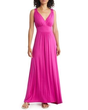 Loveappella Empire Waist Sleeveless Maxi Dress - Pink