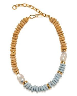 Lizzie Fortunato Tavira Cultured Pearl Beaded Necklace - Metallic