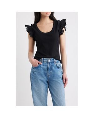 Rails Giovanna Pointelle Stitch Top - Black
