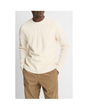 Vince Airpsun Cable Yoke Crewneck Sweater - Natural