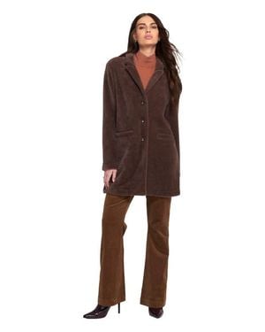 Elle Collection Fuzzy Knit Coat Teddy - Brown
