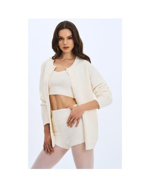 Miss Circle Orla Wool-Blend Ribbed Knit Cardigan - White