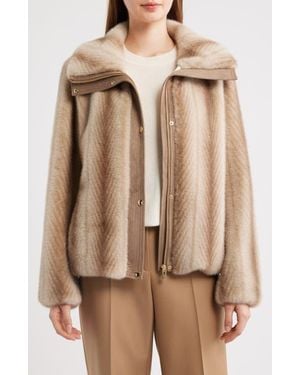 Via Spiga Faux Fur Bomber - Brown