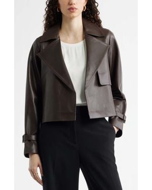 Nordstrom Crop Leather Trench Coat - Black