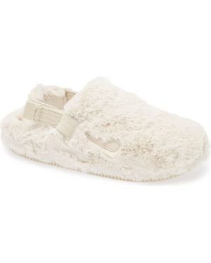 Nike Calm Faux Fur Mule - White
