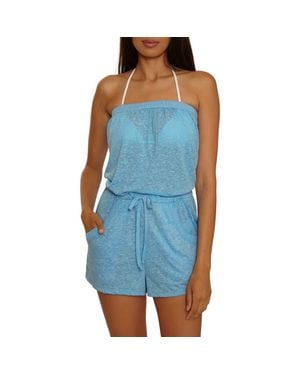 Becca Beach Date Strapless Cover-Up Romper - Blue