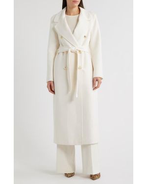 Reiss Dora Double Breasted Wool Blend Coat - White