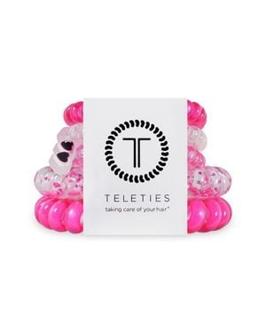 Teleties Set Of 5 Coil Hair Ties - Pink