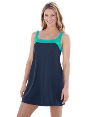 Swim 365 Two Piece Colorblock Swim Dress - Blue