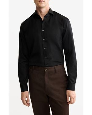 Mango Regular Fit Cotton Button-Up Shirt - Black