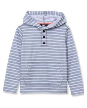Lands' End Boys Henley Pullover Hoodie - Blue