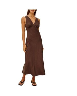 Rails Avianna Plunge Neck Linen Dress - Brown