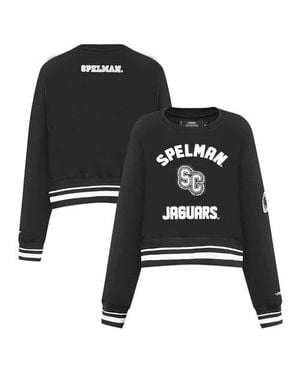 Pro Standard Spelman College Jaguars Pearl Cropped Pullover Sweatshirt - Black