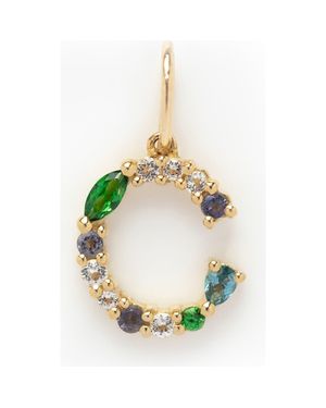Local Eclectic Solid 9K & Semiprecious Stone Initial Charm - Green