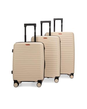 Bobcat Excavator 3 Piece Expandable Spinner Luggage Set With Tsa Lock - Natural