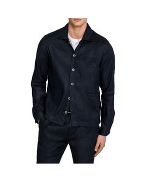 W.r.k. Linen Blend Shirt Jacket - Blue