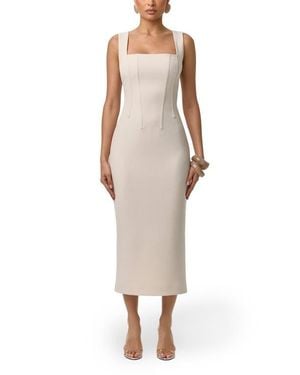 Naked Wardrobe Suiting Midi Dress - Natural