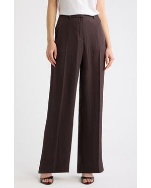 Theory Classic Wide Leg Ankle Pants - Brown