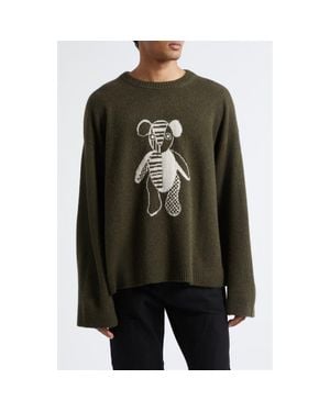 The Elder Statesman Teddy Intarsia Oversize Cashmere Sweater - Green