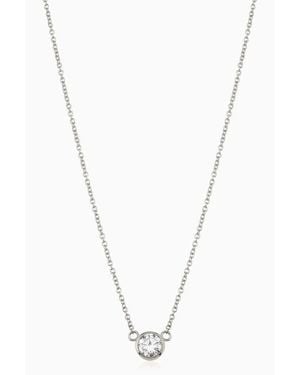 Oradina 14K Solid 0.5 Cttw Luminous Lab Diamond Bezel Necklace - Blue