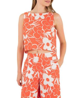 Hurley Daisy Floral Crop Tank - Red