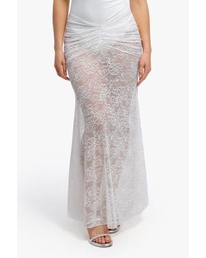 Popilush Lace Fishtail Coverup Maxi Mermaid Skirt - Gray