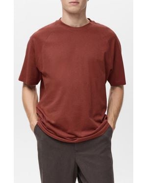 Mango Relaxed Fit Cotton & Linen Raglan T-Shirt - Red