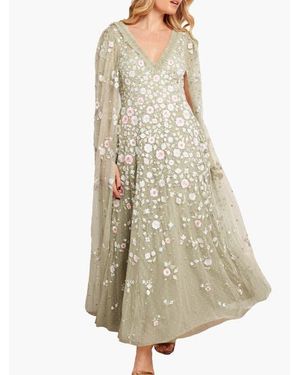 Needle & Thread Ethereal Blooms Cape Sleeve Ankle Gown - Natural