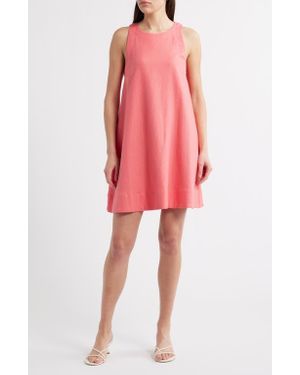 Charles Henry Sleeveless Linen Blend Trapeze Dress - Red