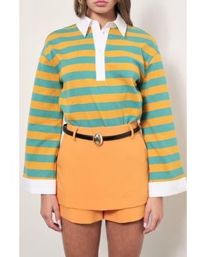 Maude Club Gabrielle Stripe Cotton Rugby Shirt - Yellow