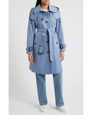 London Fog Water Resistant Belted Trench Coat - Blue