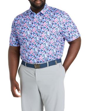 Callaway Apparel Big & Tall Dogwood Floral Geometric Polo Shirt - Blue