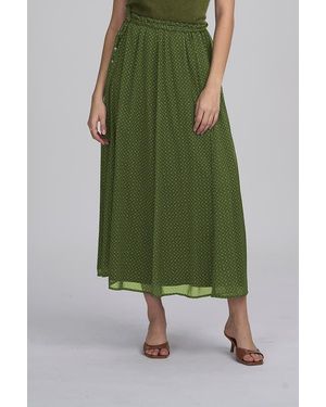 Elle Collection Printed Chiffon Skirt - Green