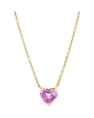 SHAY Solitaire Sapphire Heart Pendant Necklace - Pink