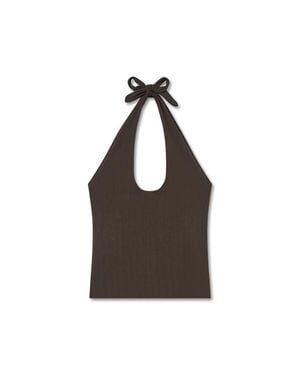 VIR VITA Pauline Pointelle Halter Top - Brown