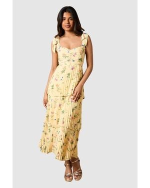 Oasis Petite Tie Shoulder Midi Dress - Metallic