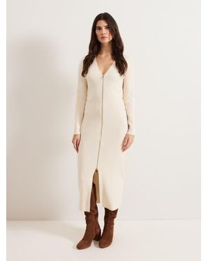 Phase Eight Ella Ribbed Knit Dress - Natural