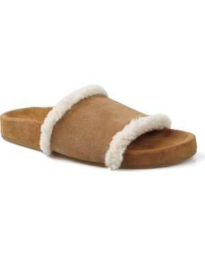 Zigi Tawney Faux Fur Trim Slide Sandal - Brown
