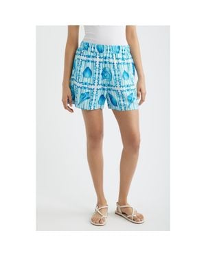 City Blues Print Pull-On Shorts - Blue