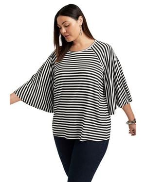 June + Vie Flared Raglan Sleeve Breton Tee - Black